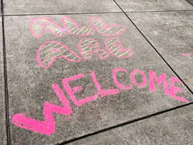 The entrance to Yates Baptist Church — visitors welcome
